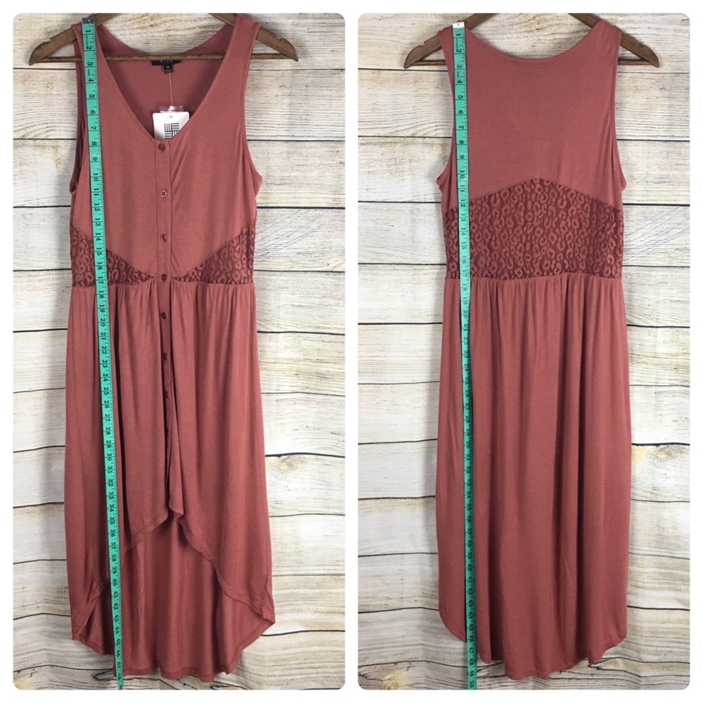 Mine Salmon Colored Button Dress Size Med - Picture 4 of 8